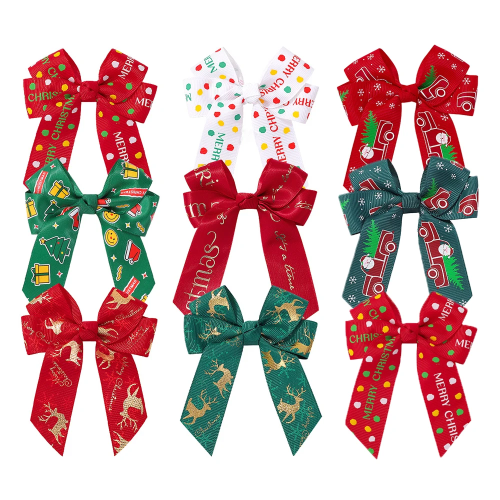 2 unids/set de pinzas para el pelo con lazo de Navidad para niñas, horquillas simples para animar, pasadores de moda, accesorios para el cabello