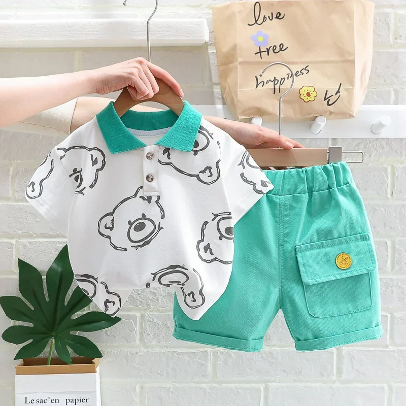 Conjunto verano bebé y niñas: camiseta con dibujo y pantalón corto - imagen 3