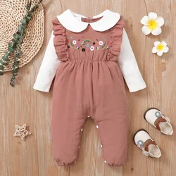 Mono bebé niña manga larga con flores bordadas – Primavera otoño