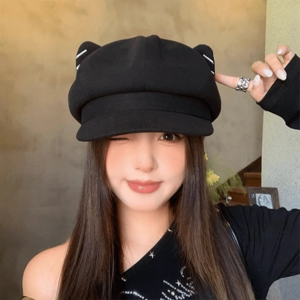 Boina de lana con orejas de gato para niña estilo Y2K - imagen 4