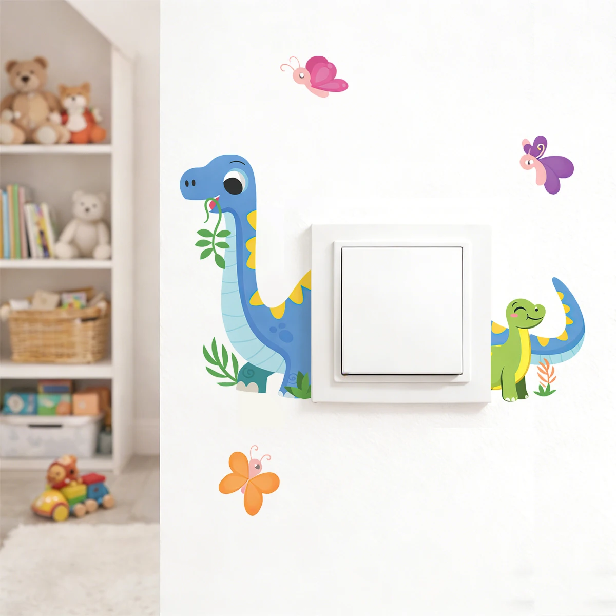 Adhesivos para interruptores de luz con dinosaurios y mariposas - imagen 4