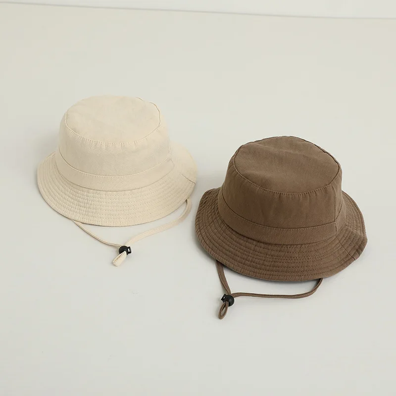 Simplicidad básica Color sólido sombrero con forma de cubo moda coreana Fishmen niños niño niña sombrero 2-6 años viaje al aire libre sombrilla gorra con viseras - imagen 4