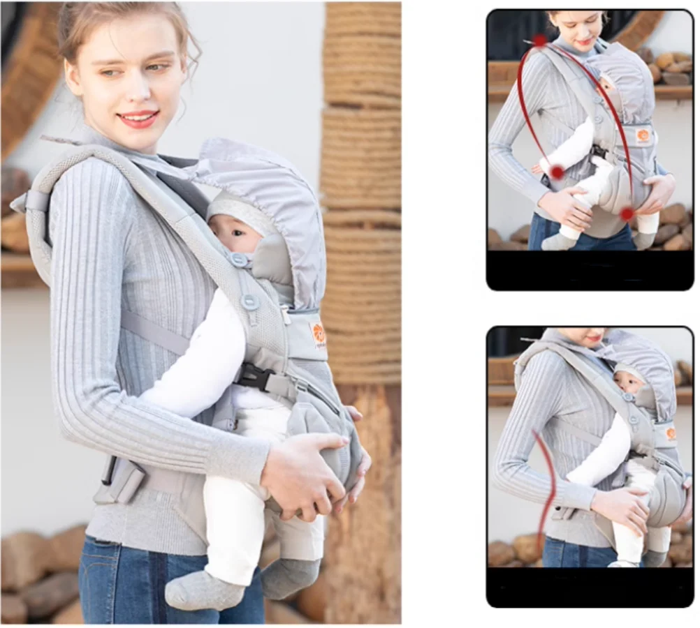 Omni portabebés ergonómico canguro infantil chico Sling espalda frontal mochila envolvente bolsa para recién nacido tirantes 360 - imagen 2