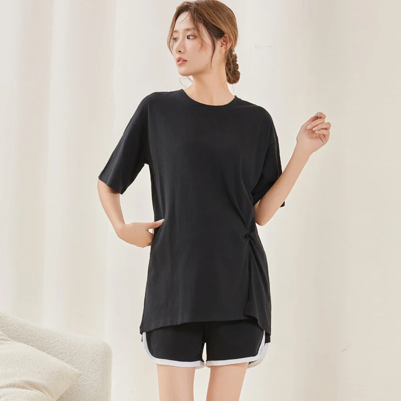 Pijamas de maternidad, conjunto de 2 uds., ropa de hogar para mujeres embarazadas, prendas de vestir exteriores de verano, ropa de embarazo transpirable de algodón puro, pijamas - imagen 2