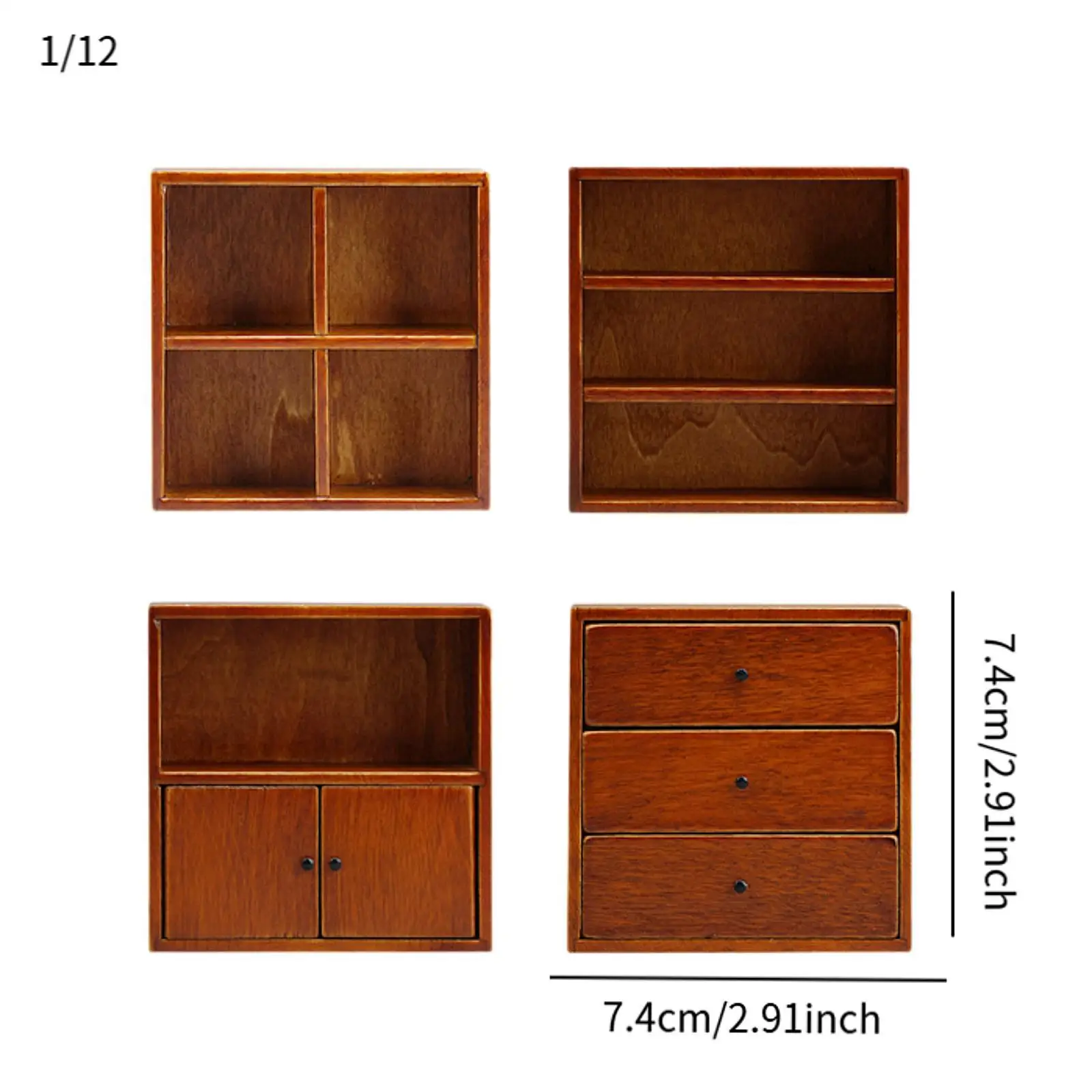 4x Dollhouse Cabinet 1/12 Dollhouse Drawer for Pretend Play Dollhouse Decor