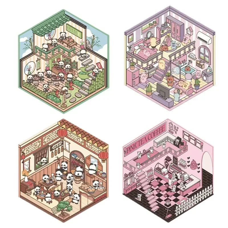 Pegatinas de conejillo de indias 3D para niños, dibujos animados Kawaii, arte de Estilo Princesa Coreano, alivio del estrés, juguete para jugar a las casitas - imagen 4