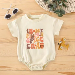In My Pumpkin Spice Era Retro Natural Baby Bubble Romper, body divertido para niño pequeño para el Día de Acción de Gracias, traje infantil, otoño