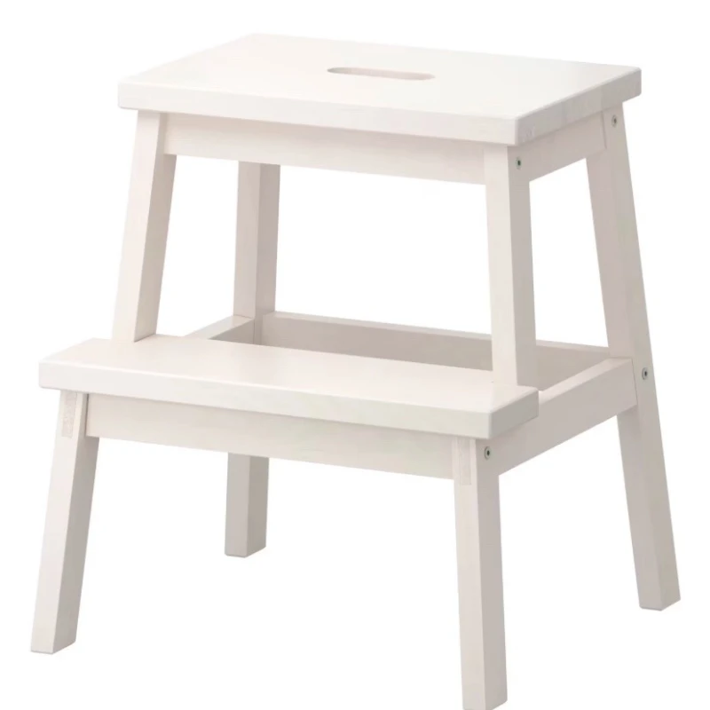 Taburete de dos niveles de madera maciza, taburete de baño, reposapiés antideslizante para adultos y niños, pintura estable y duradera y ecológica - imagen 5