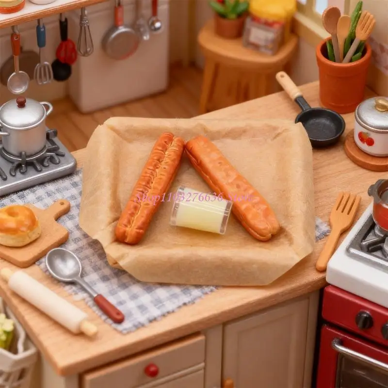 Juego de desayuno en miniatura R6FD con bandeja de madera para casa - imagen 5