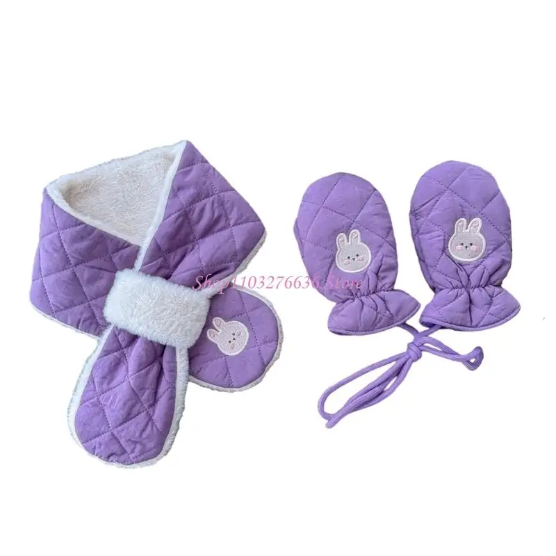 R6FD Juego 2 manoplas y bufanda para niños pequeños, fácil usar, mezcla algodón, seguro para 0 a 2 años - imagen 3