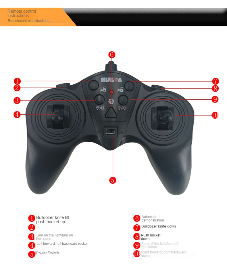 Controles del mando remoto del bulldozer
