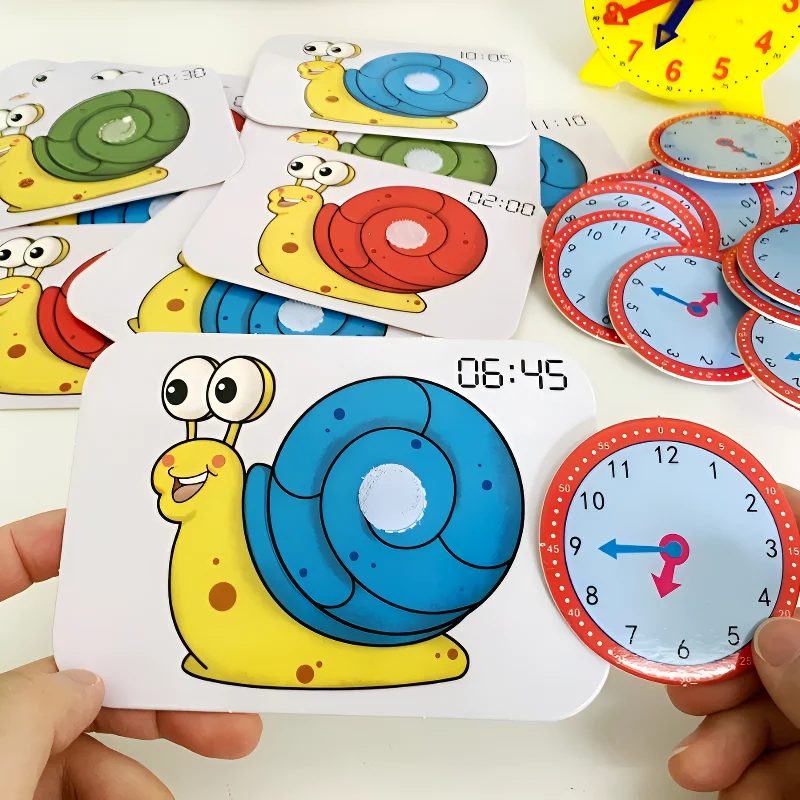 Juguete Montessori, reloj de caracol, hora, minuto, segunda cognición, rompecabezas a juego, juguetes preescolares, reloj de tiempo de Aprendizaje Temprano, juguetes para niños