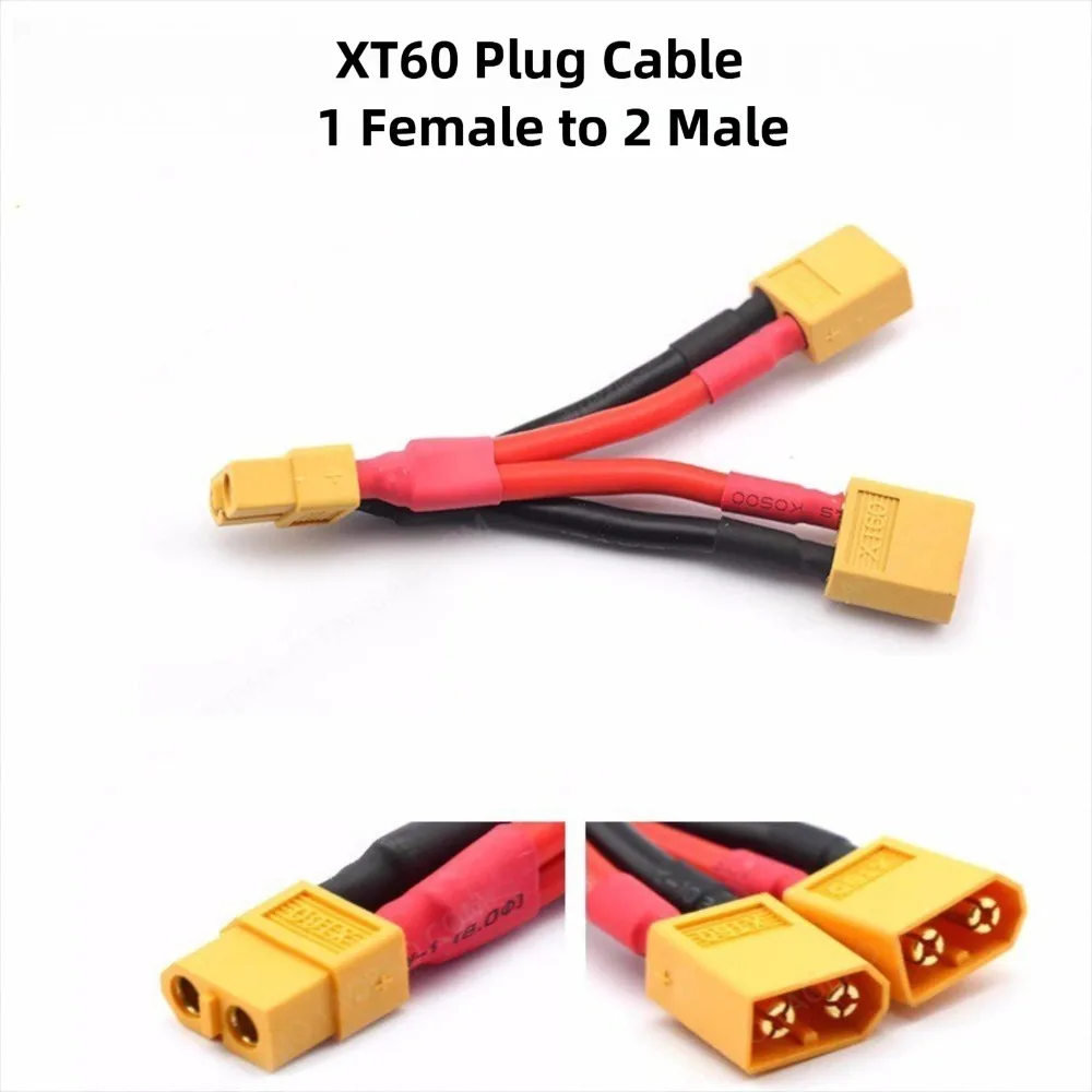 Conector de batería paralelo XT60, enchufe macho hembra, Cable de extensión de batería de 10 cm, Cable conector de 14 AWG para motores de batería RC - imagen 3