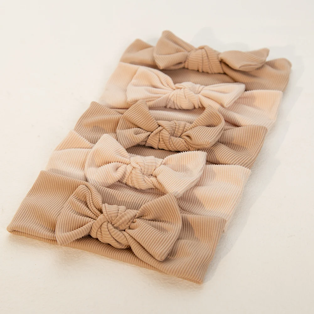 Ins Cream-diademas de lazo acanalado Beige para niñas, cintas elásticas para el cabello para recién nacidos, diademas coreanas para niños pequeños, accesorios para el cabello