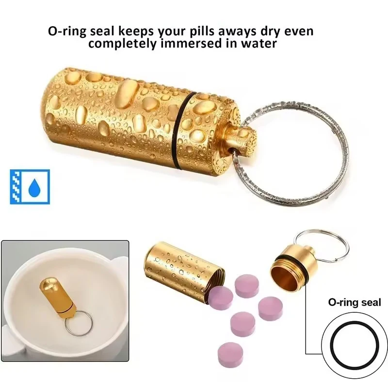 3-6 unids/pack impermeable de aleación de aluminio caja de medicina contenedor de tableta llavero de botella 6 colores disponibles herramienta de transporte portátil ZYF - imagen 5