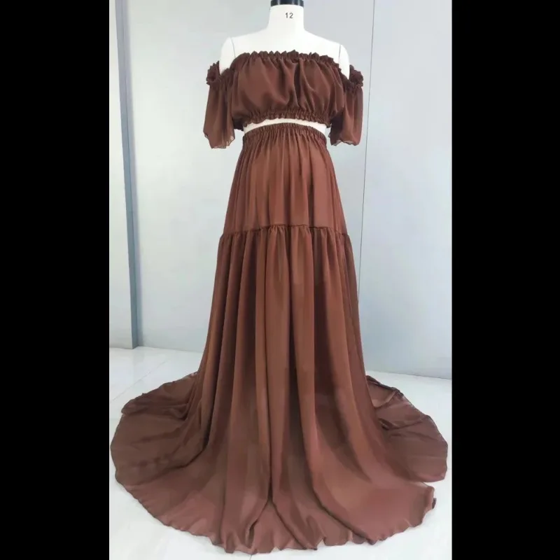 Vestido gasa hombros descubiertos para baby shower y lactancia - imagen 3