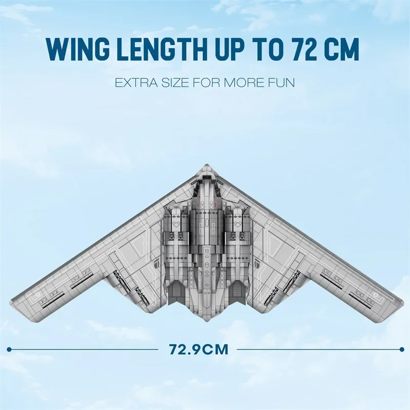 Bloques de construcción de bombardero estratégico fantasma de B-2, modelo de combate de la Fuerza Aérea, colección de ladrillos, exhibición de escritorio, juguetes DIY para niños, regalos, 2063 Uds. - imagen 2