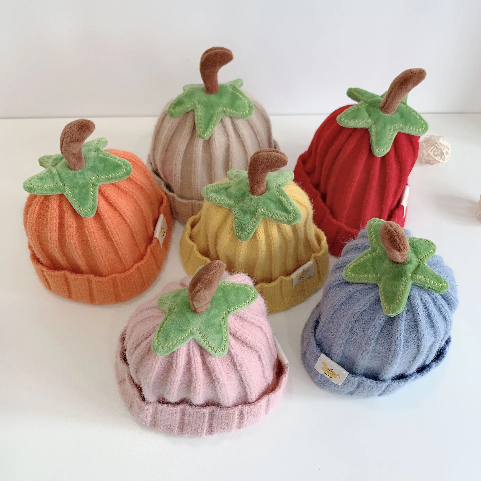 Gorro de calabaza para bebé de Halloween, gorro de calabaza para niños, bonito gorro tejido para recién nacido, gorro de Acción de Gracias para bebé (niño o niña) de 5 a 3 años - imagen 4