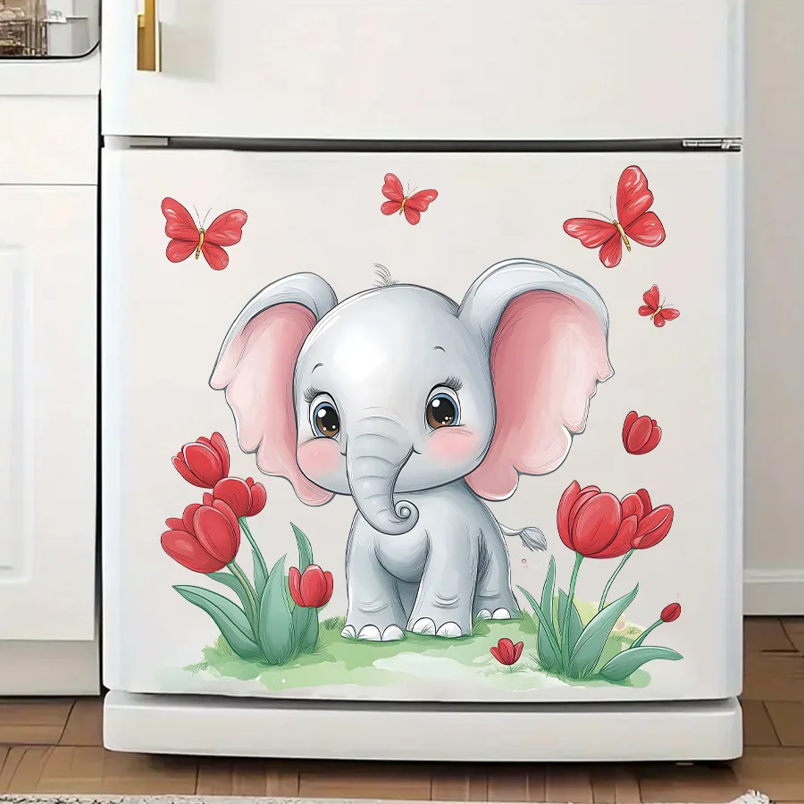 Pegatinas de pared de mariposa y elefante de dibujos animados, pegatinas de pared autoadhesivas, pegatinas de decoración de embellecimiento para habitación de niños - imagen 3