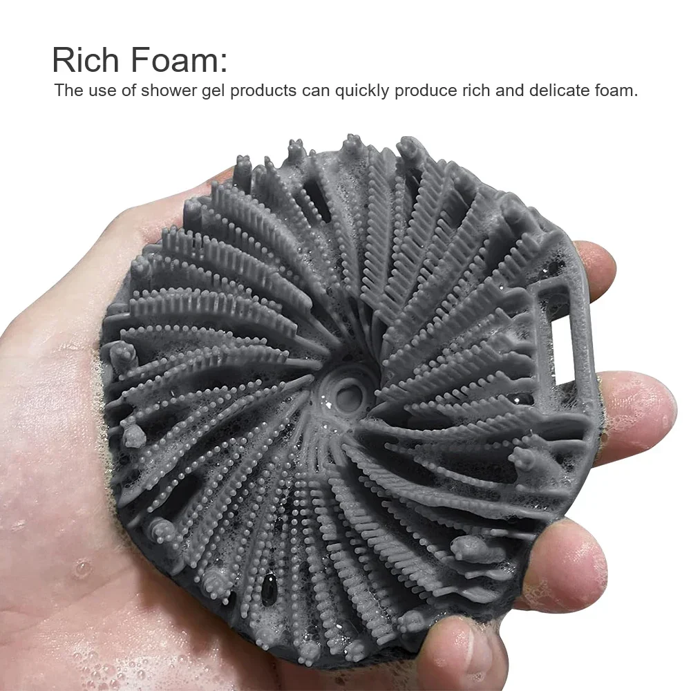 Cepillo de baño para masaje de ducha, con limpieza ergonómica, mango corporal de silicona suave, herramienta exfoliante portátil para el hogar