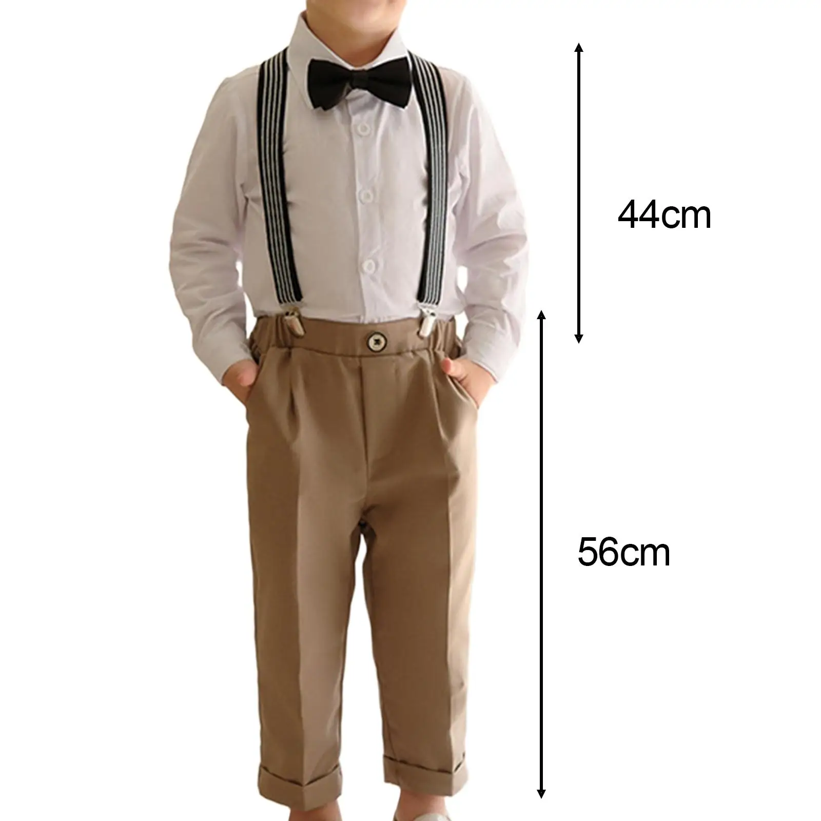 Boys Gentleman Outfit Formal Suit Clothing White Dress Shirt Suspender Pants Boys Formal Outfit Formal Wear for Formal Event