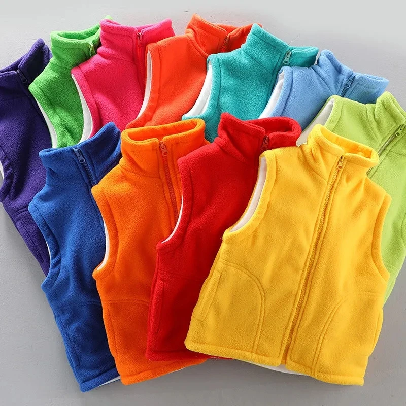 Chaleco grueso de lana Polar para invierno, abrigo de otoño tipo cremallera para niños, chalecos cálidos para niños y niñas, chaleco con cuello levantado para niños - imagen 5