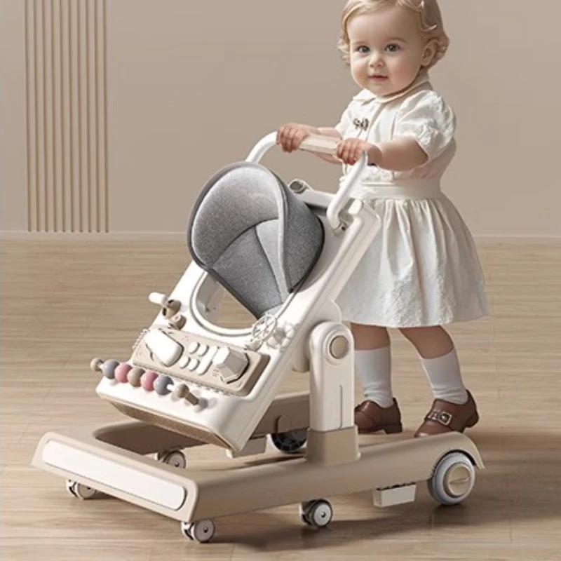 ‌ Andador antideslizante para bebé, carrito de empuje para sentarse a pie, marco triangular estable con crucero de aprendizaje seguro de altura de 3 posiciones ‌   multifuncional - imagen 5