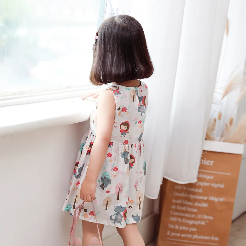 Vestido de verano de algodón con flores para niña - imagen 2