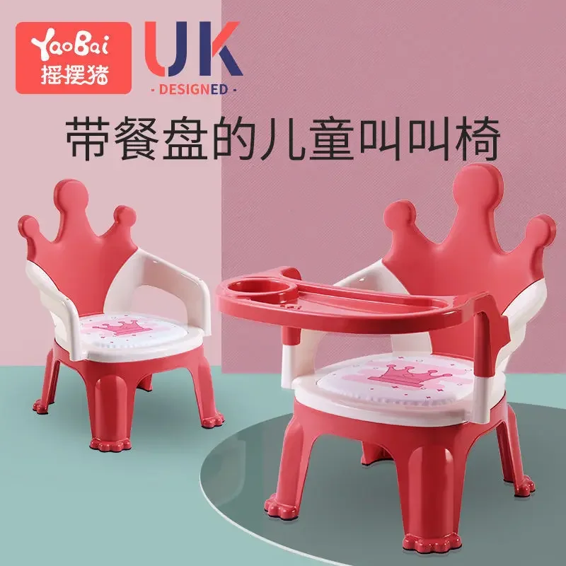 Silla de comedor para niños, taburete anticaída para aprendizaje, asiento trasero para sentarse, bandeja para comer, silla llamada de dibujos animados para el hogar - imagen 2