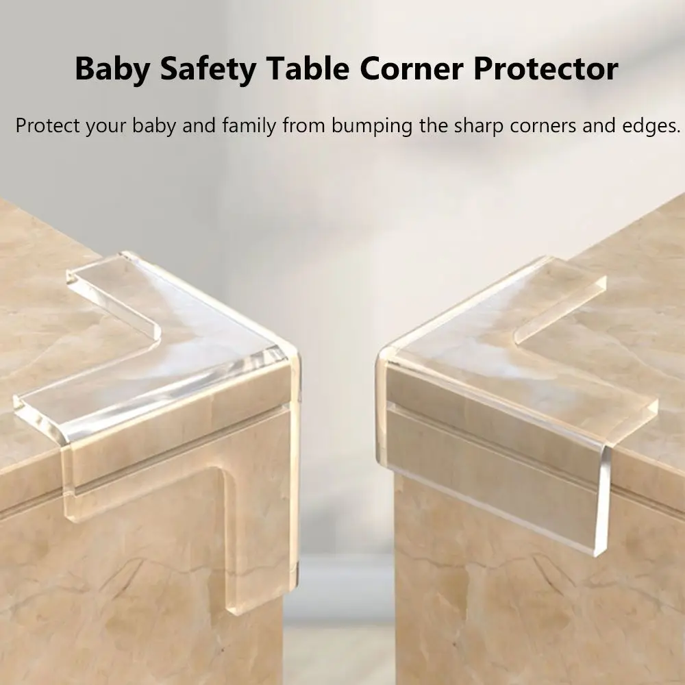 Protector de esquina de escritorio de mesa transparente, Protector de esquina seguro de silicona suave para bebés, protectores de bordes de seguridad para niños, 4 Uds. - imagen 2