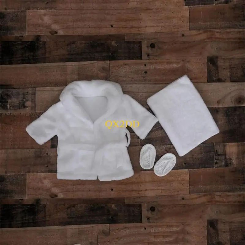 QX2D Solid Color Bathrobes Wrap Photography Props Baby Infant Photo Sleepwear - imagen 2