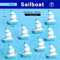 10pcs Blue Sailboat