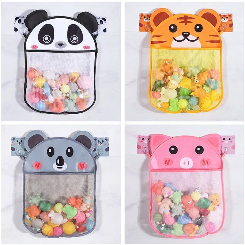 Cesta colgante de ducha de animales de dibujos animados, bolsa de malla bonita, organizador de almacenamiento para el baño, soporte para niños, bolsa de red para juguetes de agua para baño de bebé - imagen 4