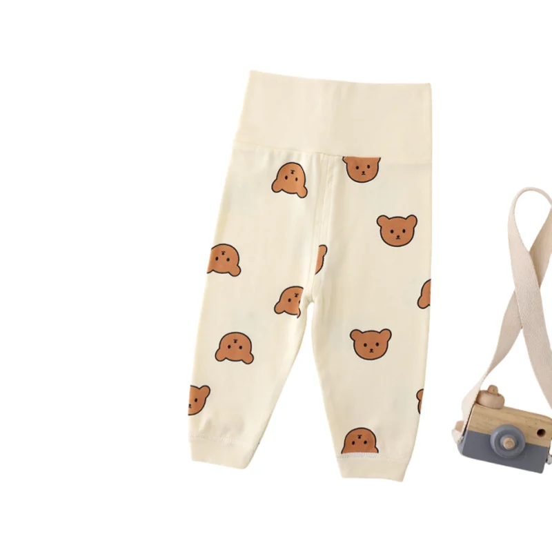 2025 nuevo algodón suave de cintura alta estampado de oso de dibujos animados pijamas para bebé recién nacido traje 2 uds niños niñas conjunto para dormir en casa trajes - imagen 3