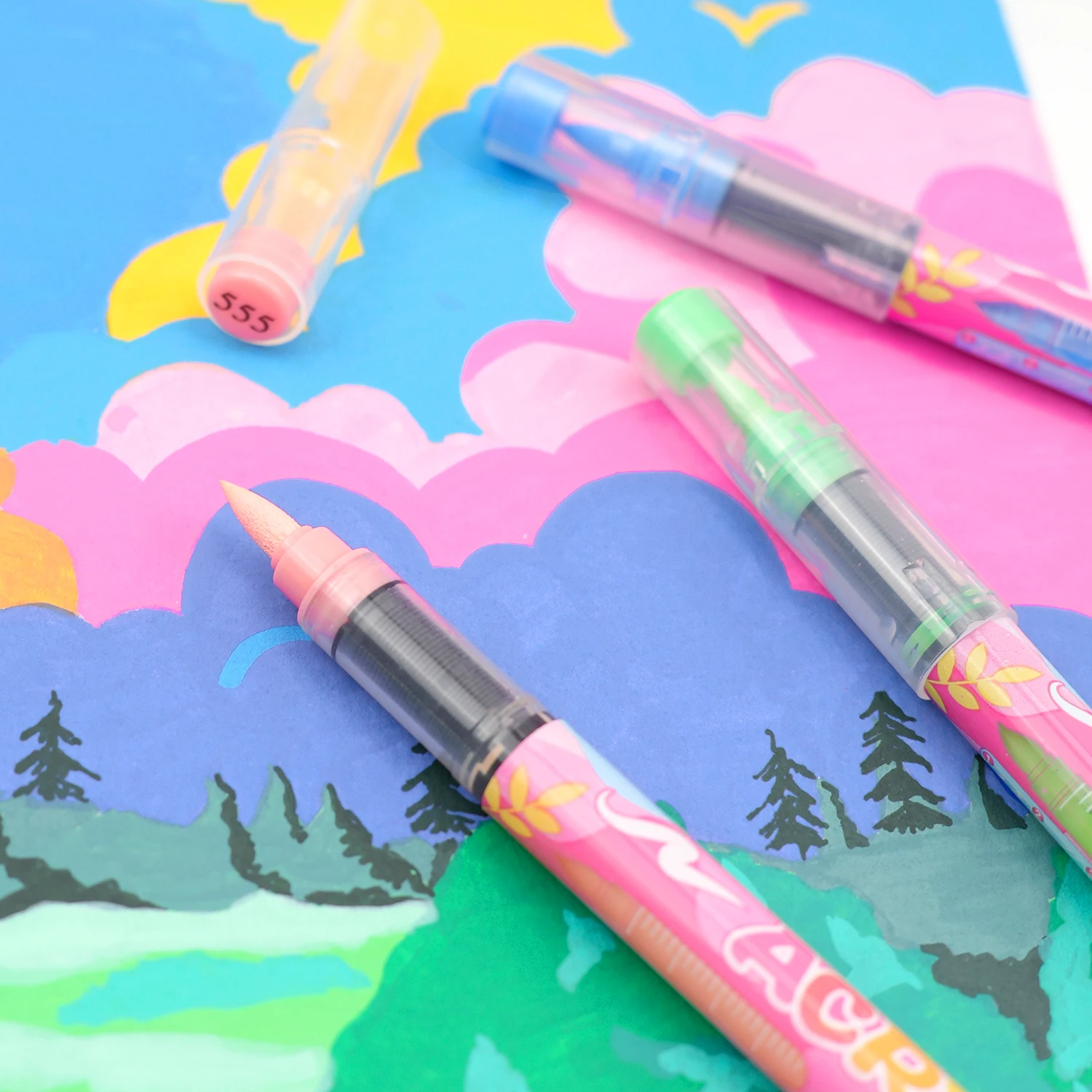 Rotuladores de pintura acrílica, juego de la serie Macaron, punta de pincel suave a base de agua, para madera, lienzo, pintura de roca, vidrio, manualidades Diy, pintura de tela - imagen 3