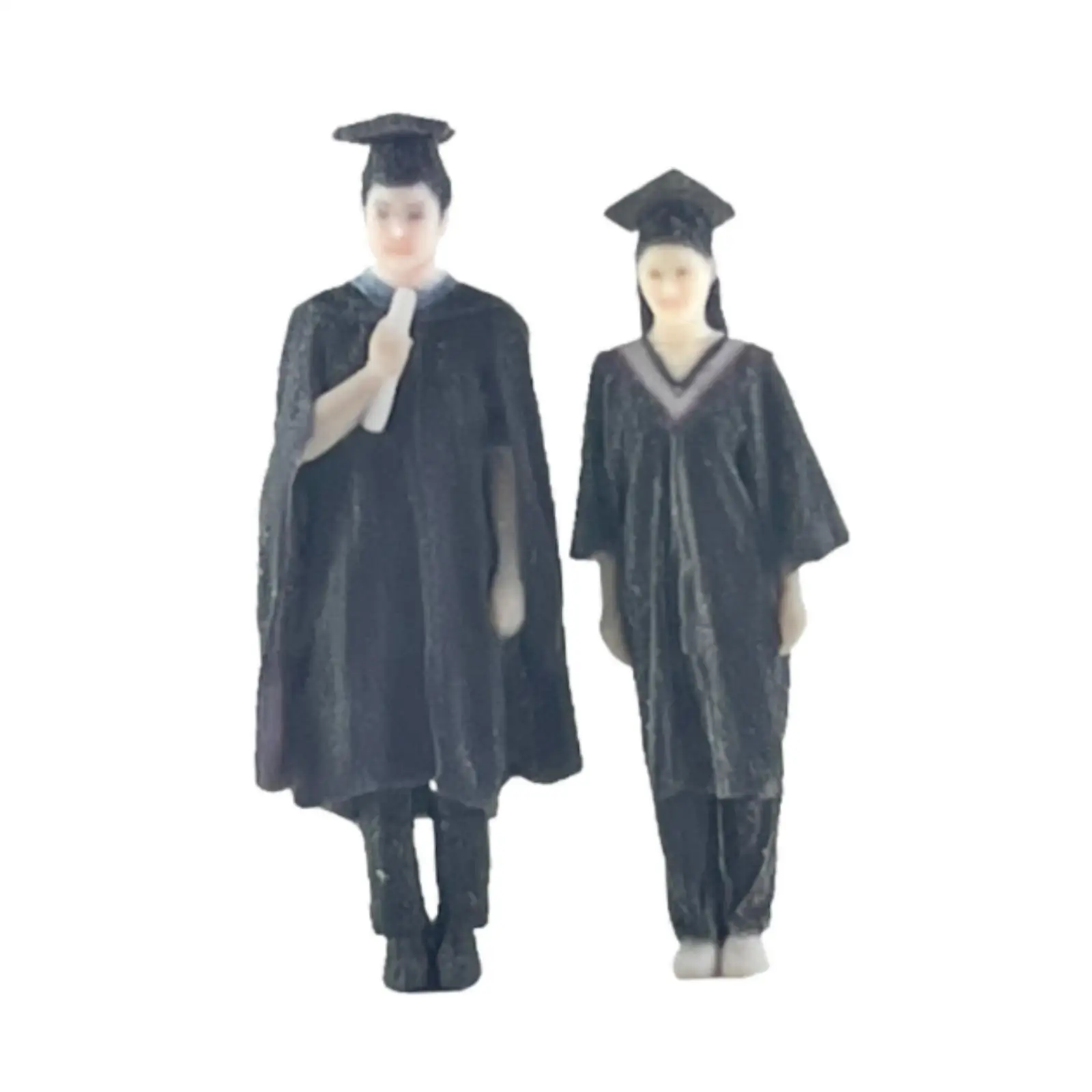 2Pcs 1/64 People Figures Collectibles Tiny People Model for Miniature Scene Micro Landscape Dollhouse Accessory Dioramas Layout