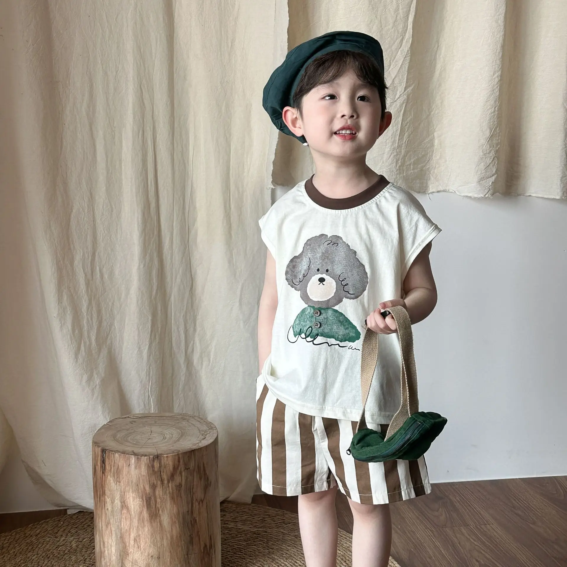 Conjunto de ropa de verano para niños, camiseta sin mangas + pantalones, 2 uds., ropa para niños - imagen 3