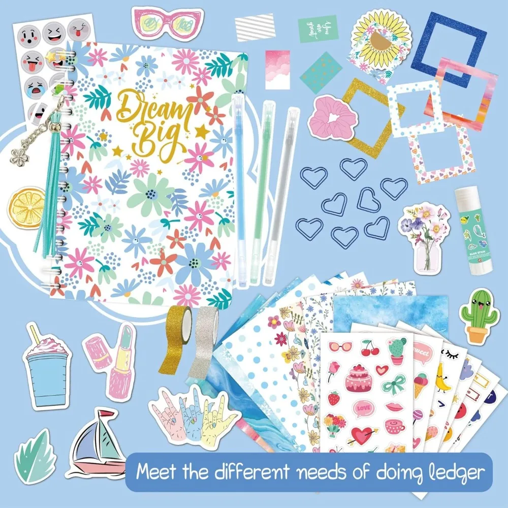 Kit de diario DIY para niñas, conjunto de manualidades artísticas para niños adolescentes, suministros para diario de recortes, juego de juguetes, regalo de cumpleaños y Navidad - imagen 4