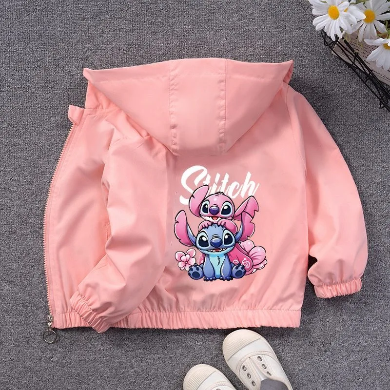 Primavera otoño bebé niñas niños chaqueta con capucha moda dibujos animados Lilo y Stitch prendas de vestir exteriores Tops niños rompevientos abrigo niños ropa