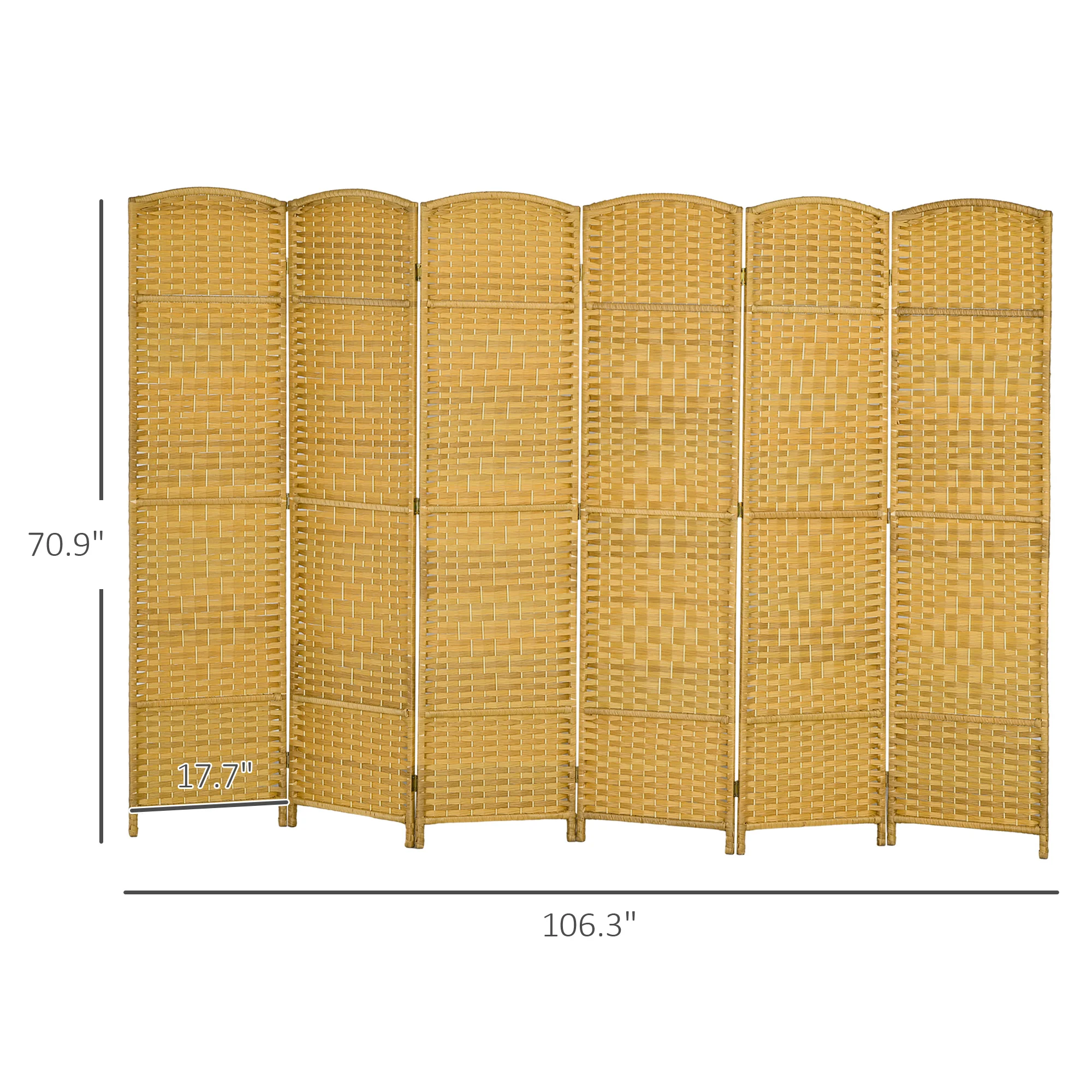 HOMCOM Biombo Plegable de 6 Paneles 270x180 cm Biombo Separador de Ambientes Pantalla de Privacidad de Polipropileno para Oficina Dormitorio Natural - imagen 3
