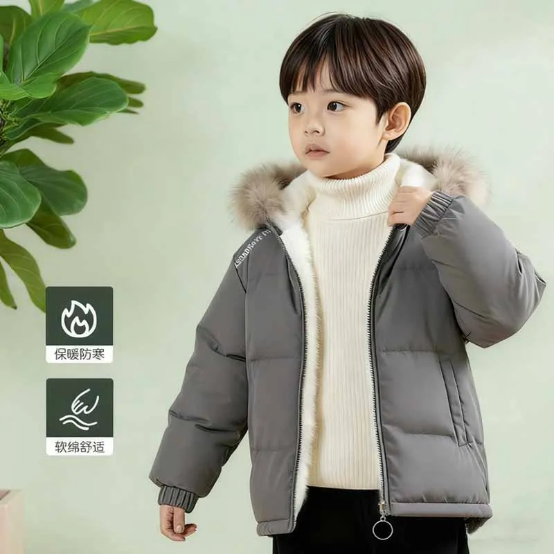 Parka de invierno para niño con forro polar y capucha ajustable - imagen 3
