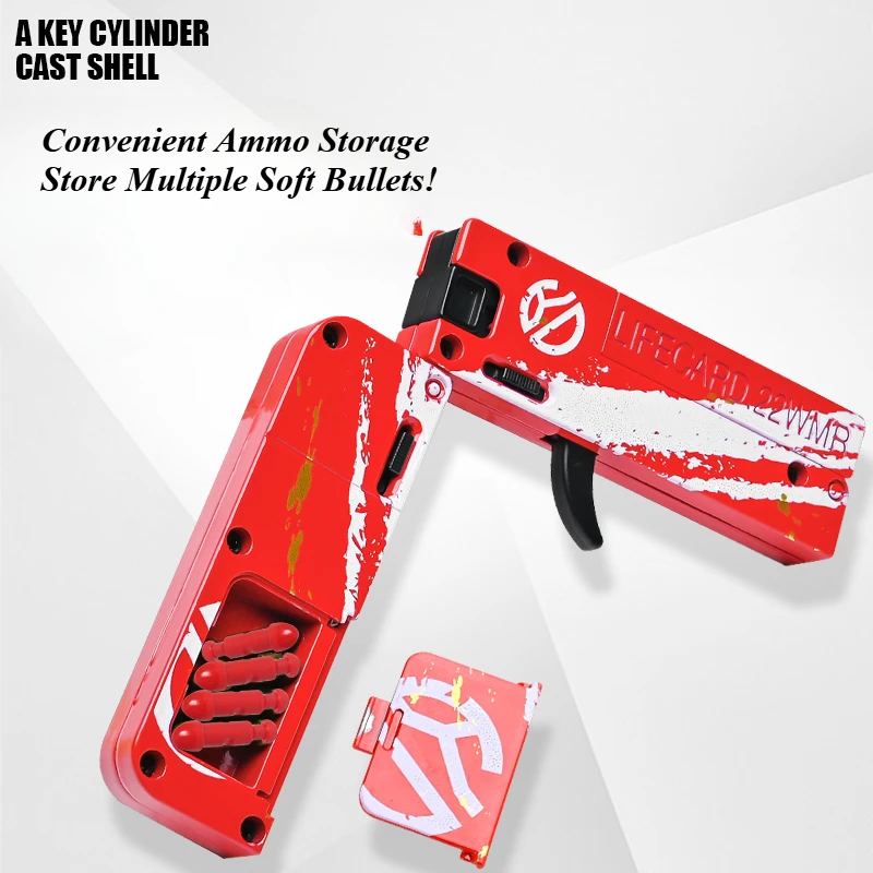 Pistola plegable de aleación Lifecard mejorada 2,0, juguete de bala suave, modelo de tiro, pistola para adultos, niños, regalos de cumpleaños - imagen 5