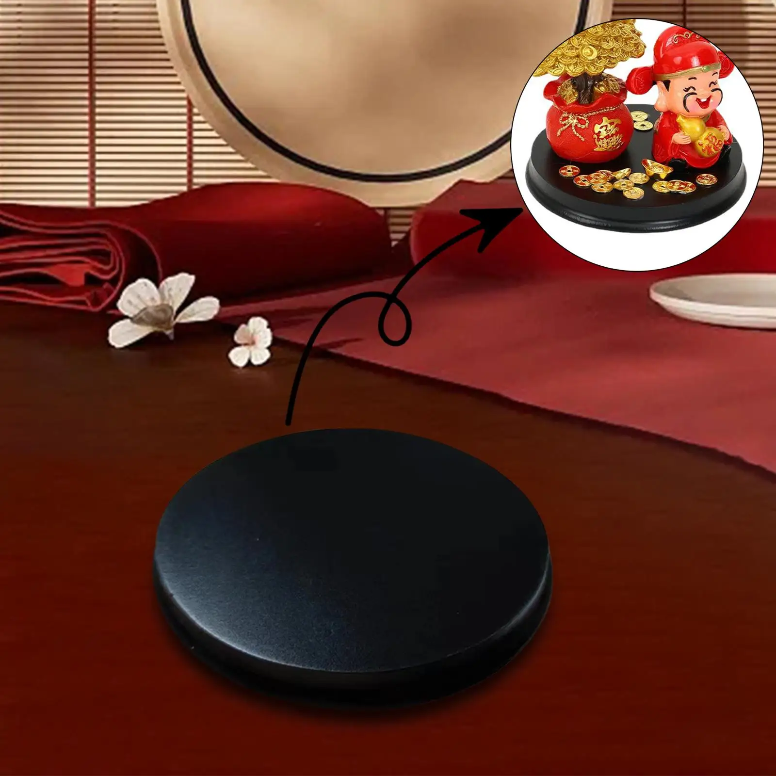 Artwork Display Stand Portable Multipurpose Storage Base Round Wooden Base