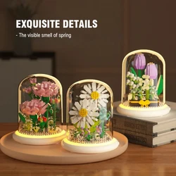 Ramo de flores eternas en bloques de construcción para niños