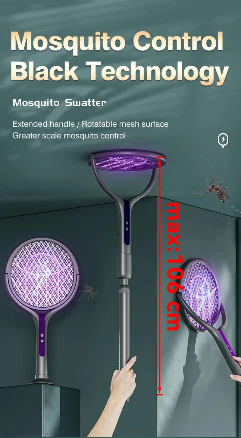 Raqueta eléctrica extensible plegada