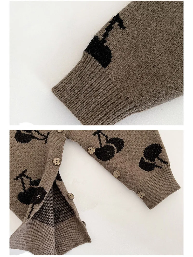 MILANCEL nuevo otoño peleles de bebé 0-3T lindo tejido cereza niñas mono de una sola botonadura dulce suelto infantil de una pieza - imagen 5