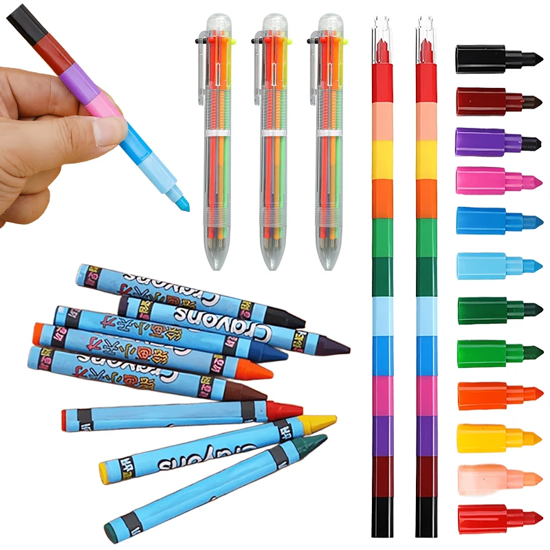 Papelería de Graffiti, bolígrafo colorido, crayones de pintura, crayones apilables, accesorios escolares, recompensas de juegos de fiesta ZYF