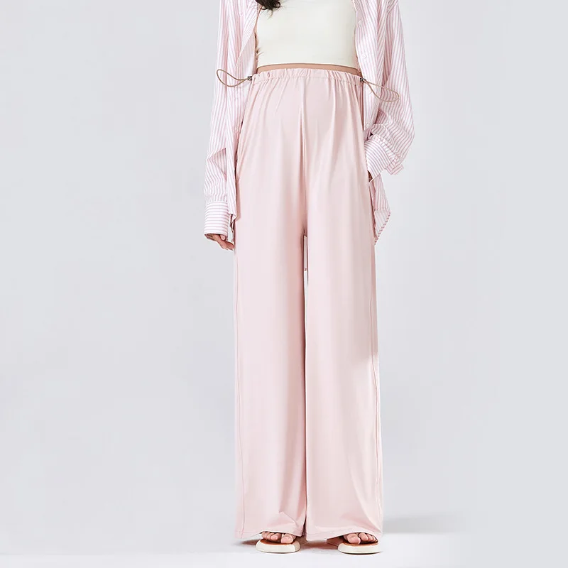 Pantalones de maternidad finos y sueltos, pantalones de pierna ancha para mujeres embarazadas con cintura alta y pantalones casuales de gran tamaño transpirables para verano - imagen 4