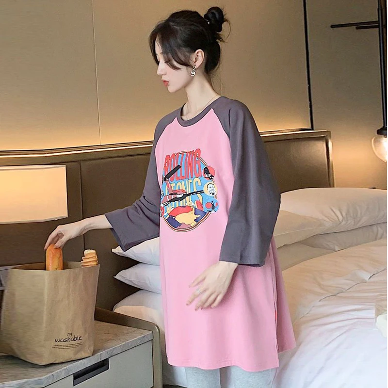 Camiseta premamá de algodón transpirable para primavera y verano