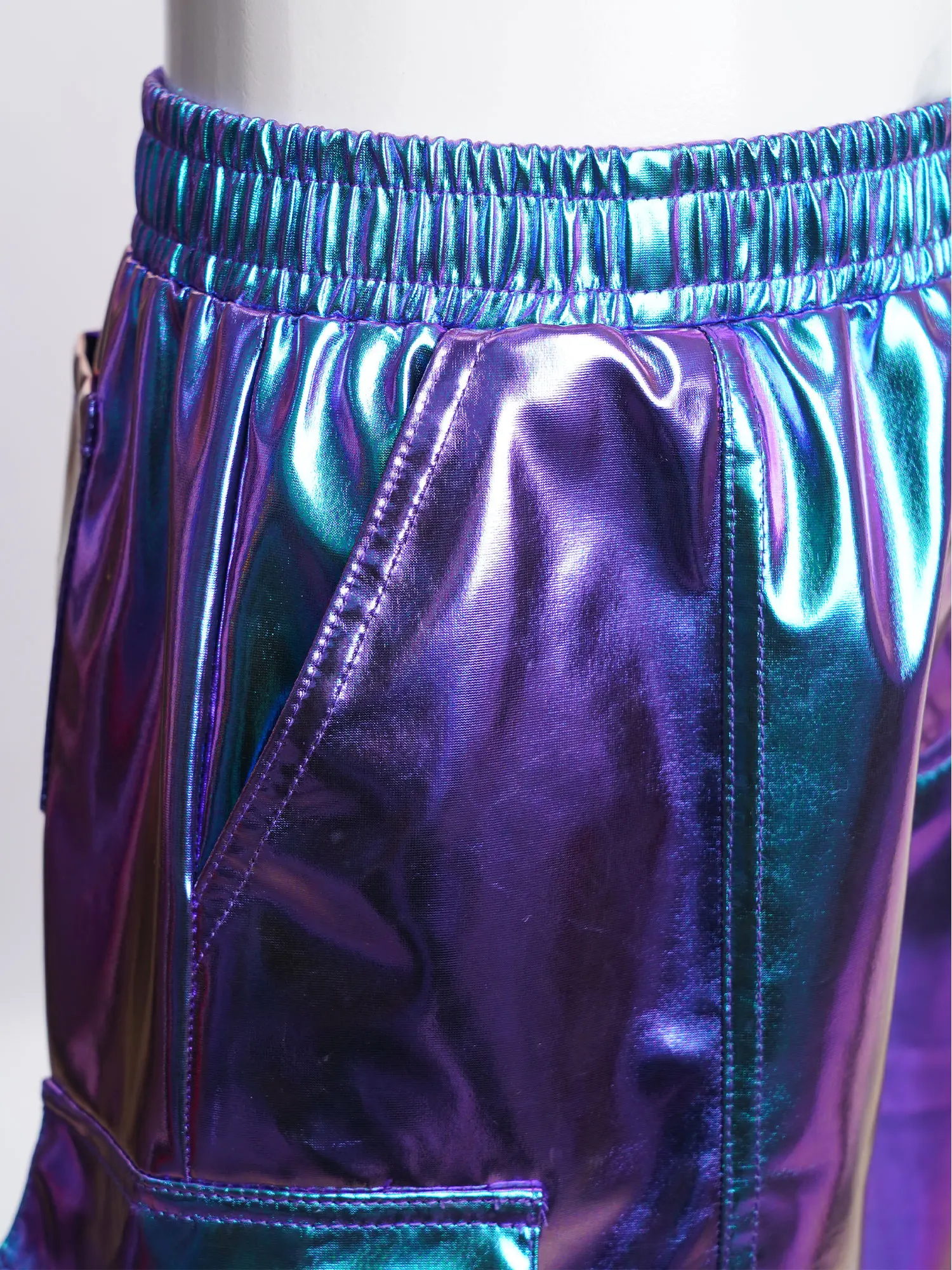 Calzoncillos tipo bóxer de baile de Jazz para niñas, pantalones cortos tipo Cargo metálicos con cintura elástica, disfraces para actuación en escenario de baile de Jazz de Hip-Hop - imagen 4